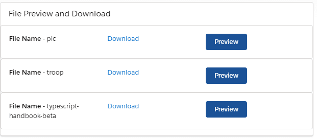 Fig:1 filePreviewAndDownloads component after pacing on the page