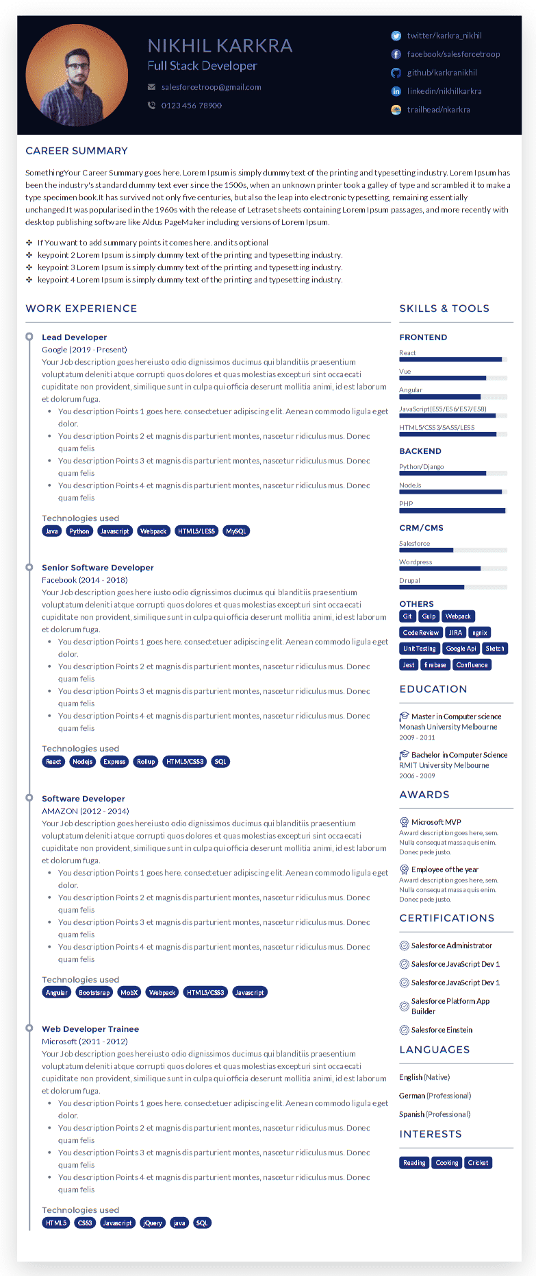 Fig: Resume output on Desktop screeen