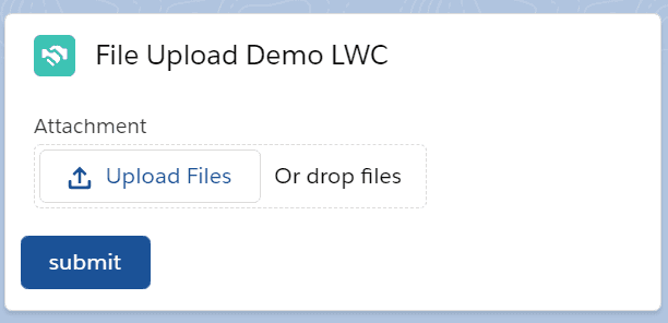 Fig:1 fileUploaderCompLwc component after pacing on the page